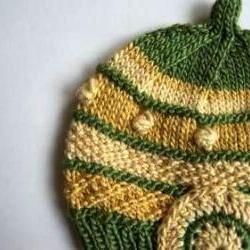 Warm Soft Hat, Natural Plant Dye, High-End Silk/Wool, Size 6 Month, OOAK